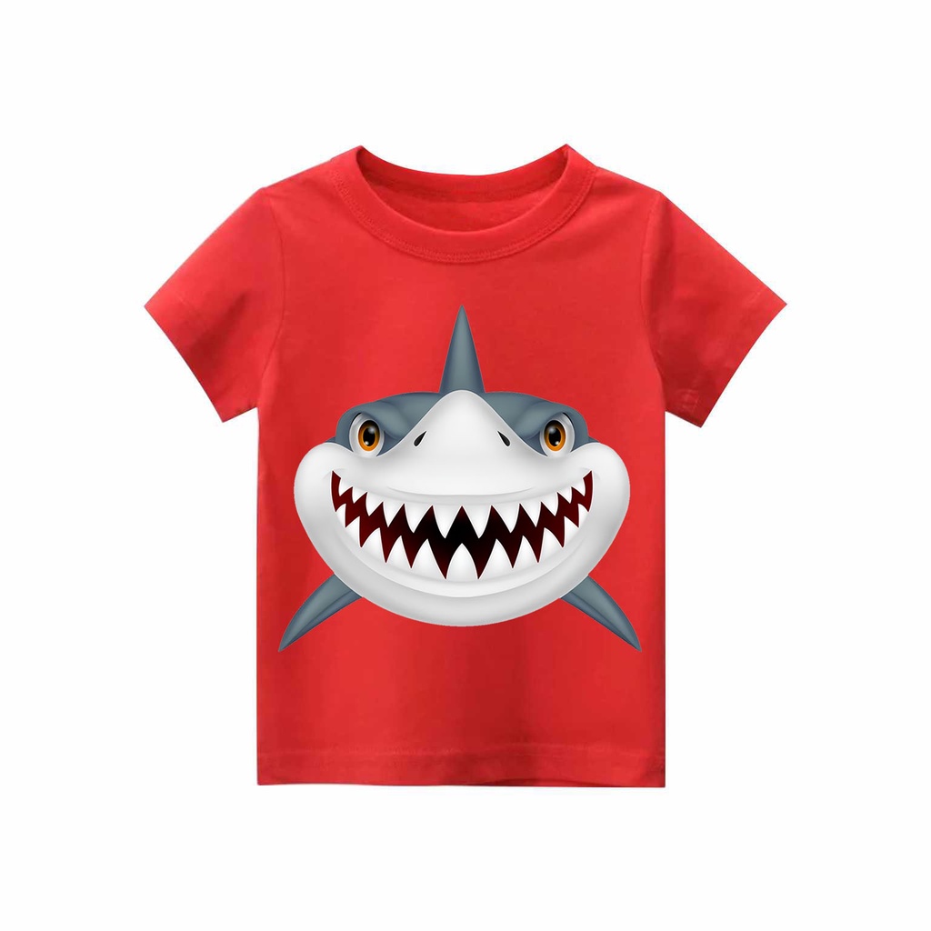 Kaos Anak laki-laki &amp; perempuan motif Shark | kaos combed 30s printing | Kaos Distro anak