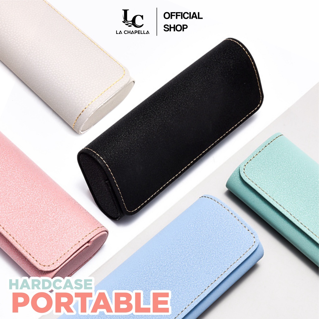 La Chapella - Box Tempat Kacamata Hardcase/Kotak kacamata lucu/Hardcase kacamata Terbaru/Motif Polos Colorish box kacamata premium/Anti Bentur, Anti Debu Material PU H019