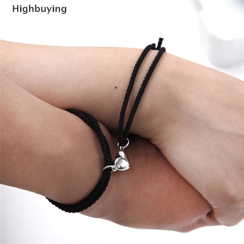 Hbid 2Pcs Couple Hati Gelang Tali Kepang Jarak Magnet Attract Persahabatan Hadiah Glory