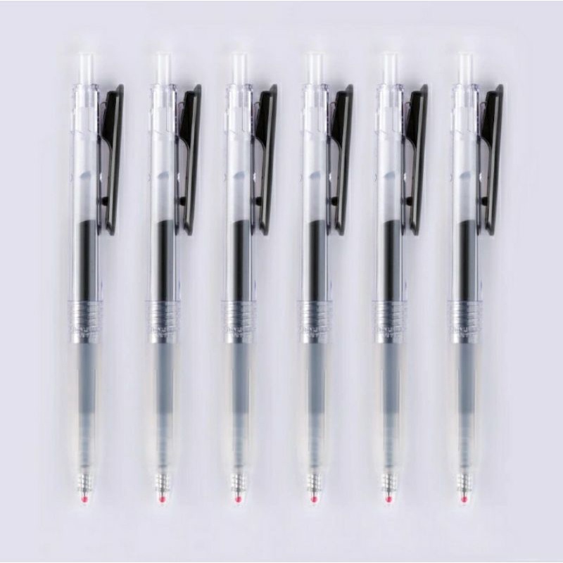 

Pulpen muji gel ink pen set 6 black 0.5 mm satuan