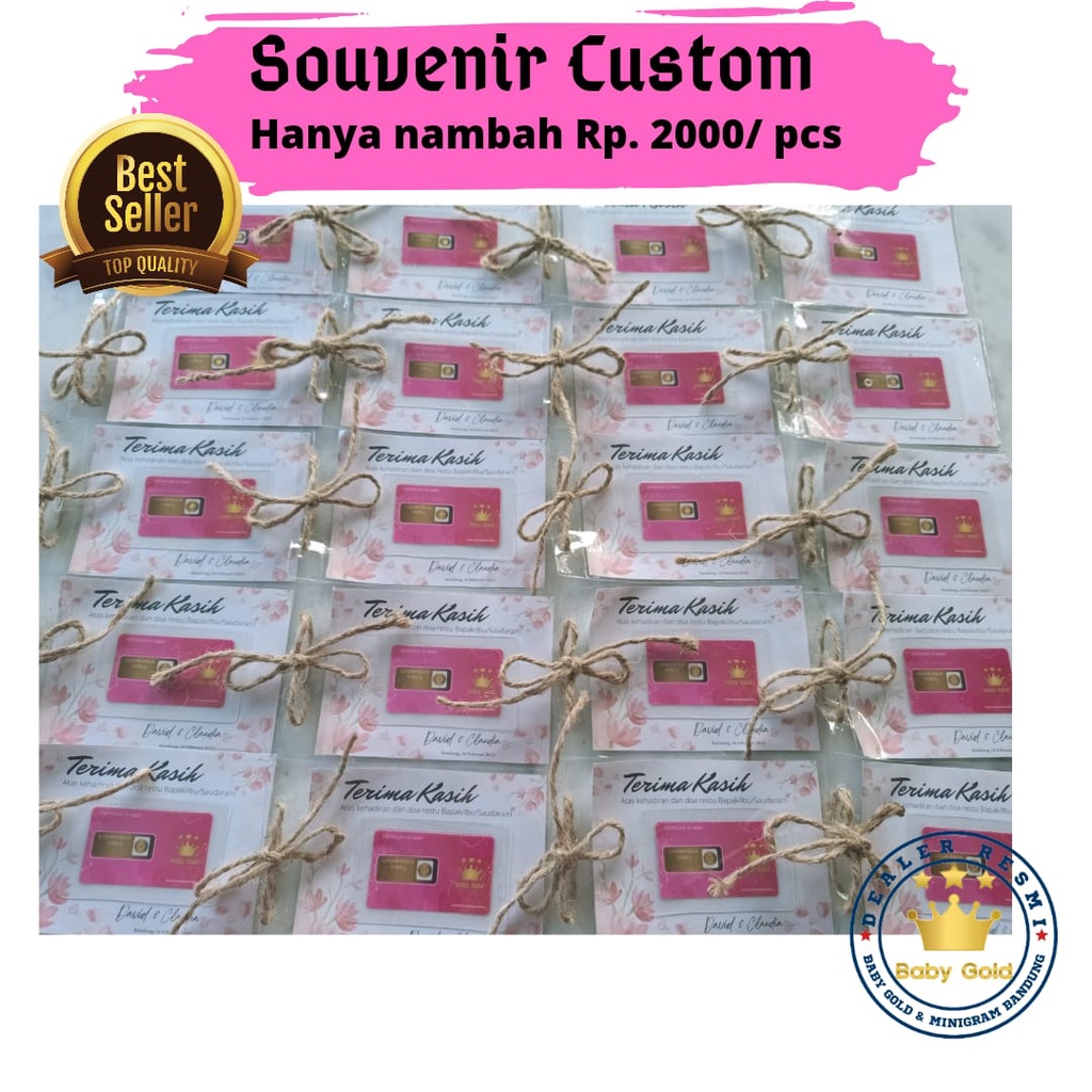 ( Tambahan Kemasan )Souvenir Custom Pernikahan Wedding Ulang Tahun Hadiah Sunat Congratulation EMAS 24K