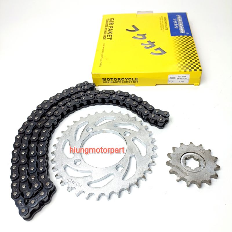 GEAR SET GEAR PAKET KOMPLIT VEGA R NEW VEGA LAMA 428H-98L 35T-15T OEM MERK FUKUKAWA