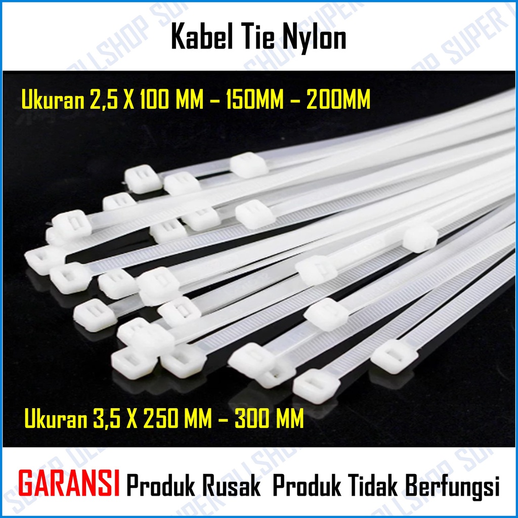 Tali Kabel Ties Tie Tis / Cable Tie Tali Kabel Ties Tis Serut Listrik Putih Hitam 1 Pack Isi 100 Pcs