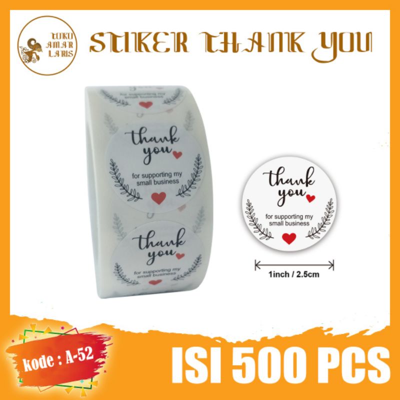 

Sticker Thank you 1 roll 50O pcs motif Daun Padi Best seller kode A-52 !!!
