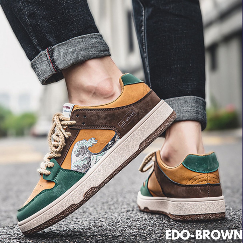 SEPATU SNEAKERS PRIA KEREN BANGET MOTIFNYA SUNG GAS IMPORT BAHAN PU EDO