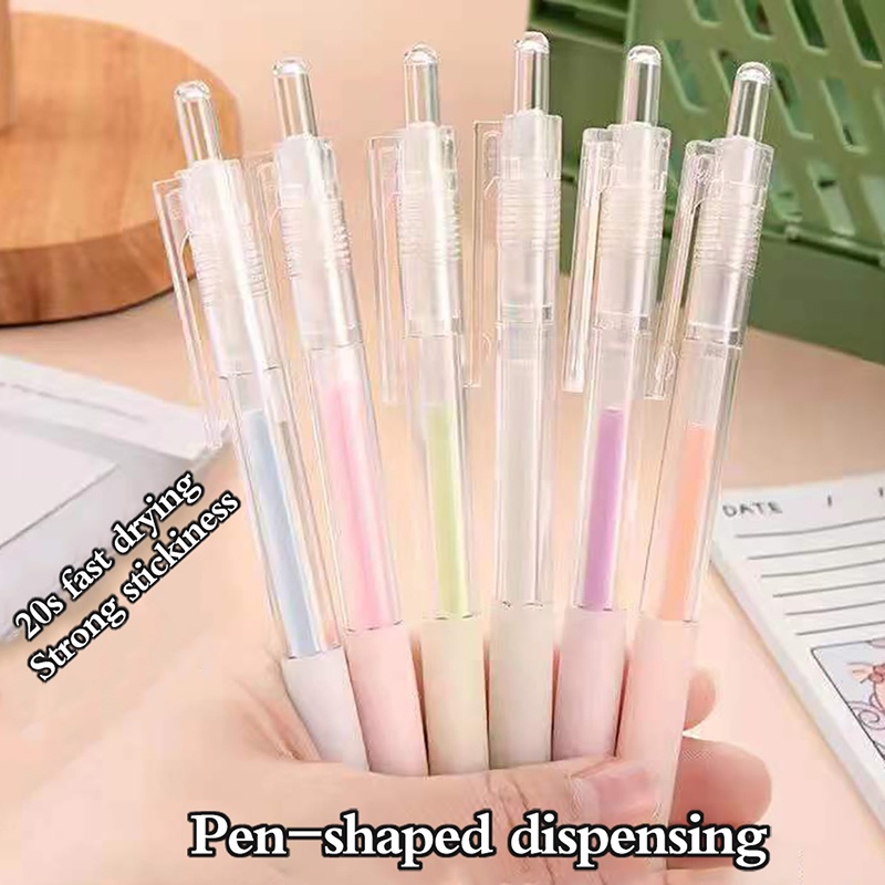 [Harga Grosir] Warna Acak Pena Dispenser Alat Tulis Siswa DIY Scrapbooking Handmade Glue Stick Candy Color Quick Dry Glue Pen Sekolah Kantor Supply Perekat Lem