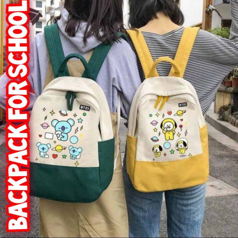 samasuka.shop - Tas Anak Perempuan Kpop Ransel Sekolah Sd Tk Korea  Lucu Kekinian Terbaru Ransel Wanita Karakter Korean Style Kartun Coki BT21 Pink Merah Kuning Terlaris Peringkat Teratas Promo Potongan Harga