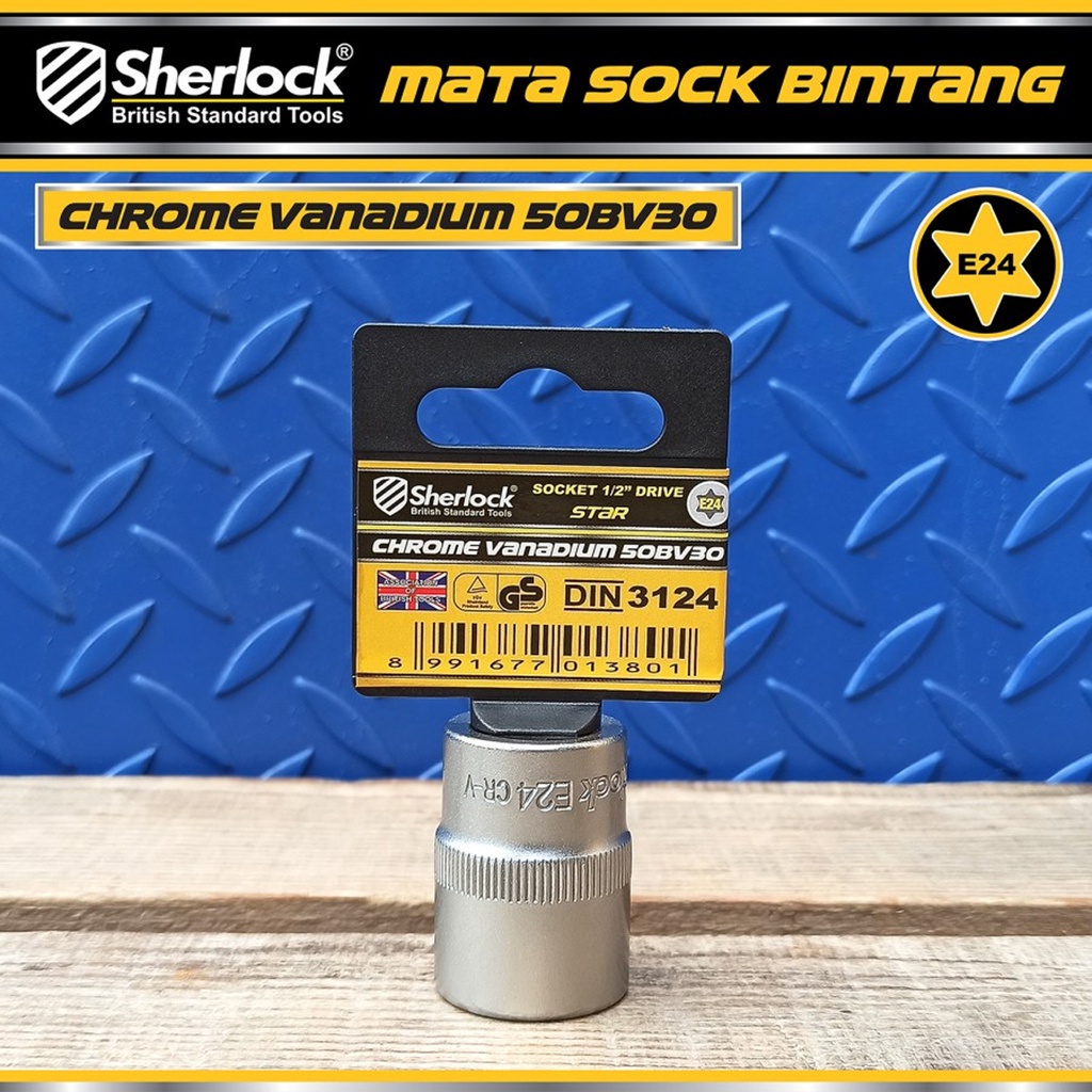 Kunci Shock Bintang Sok E24 1/2 inch Drive Star Socket Sherlock