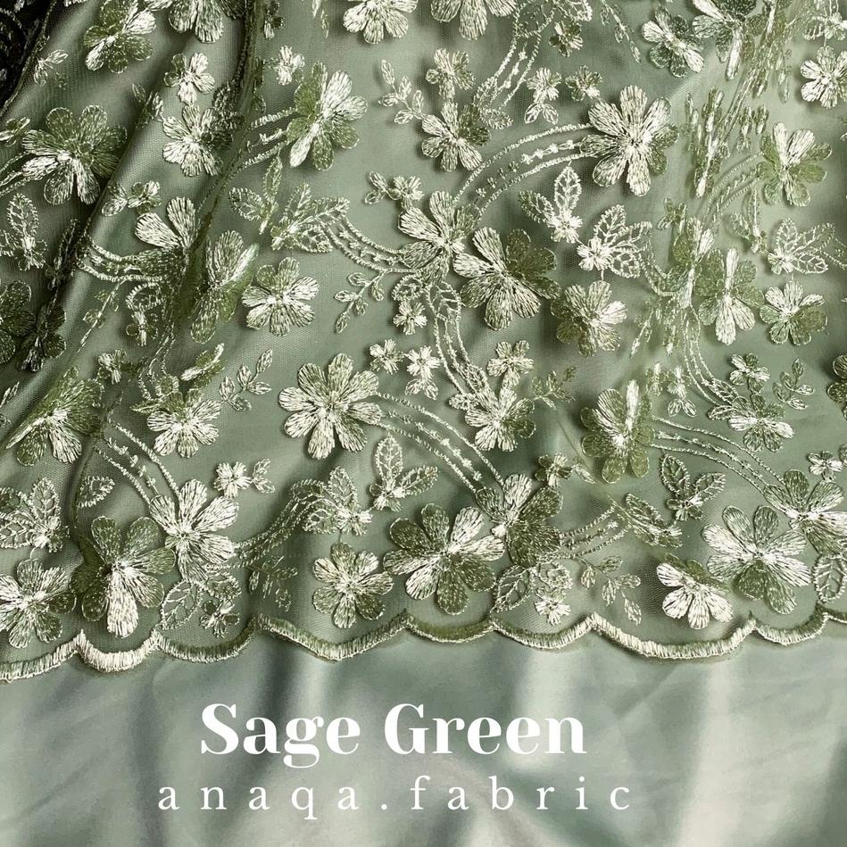 ✔️  ½ meter Kain Brukat Premium / Brokat Tile Prancis bahan Kebaya Sakura Motif