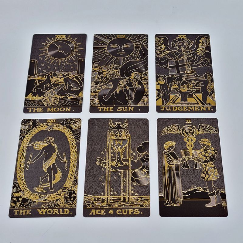 Black Gold Foil Tarot Pvc Rider 12x7cm include guide paper