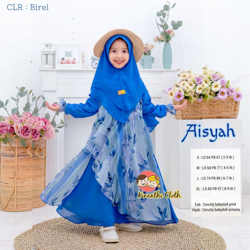 Aisyah Gamis Syar'i Mat Ceruti Baby doll print