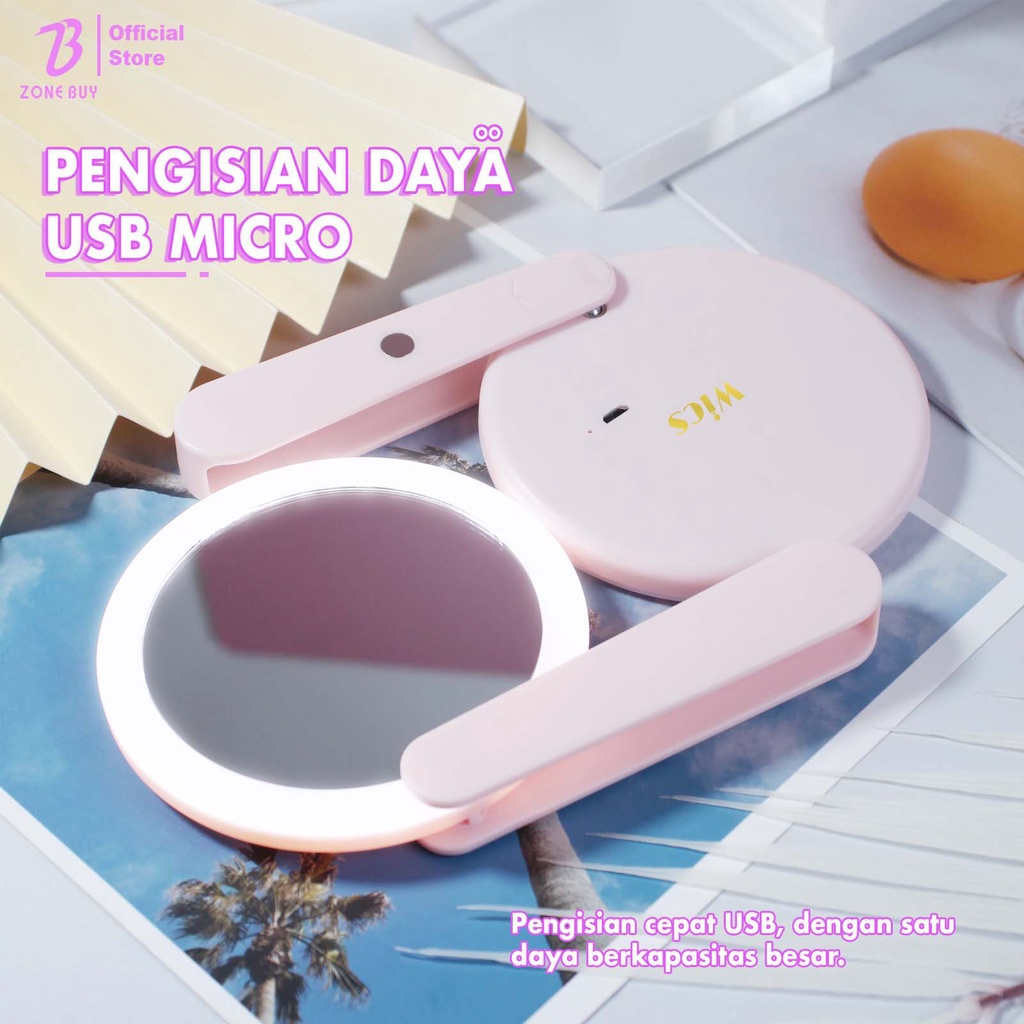 Make Up LED Mirror Standing / Cermin Lipat Portable Import / Kitty Telinga Kucing Bulat Mirror Makeup /lampu led mirror Cermin Make Up Bulat Dengan Lampu LED