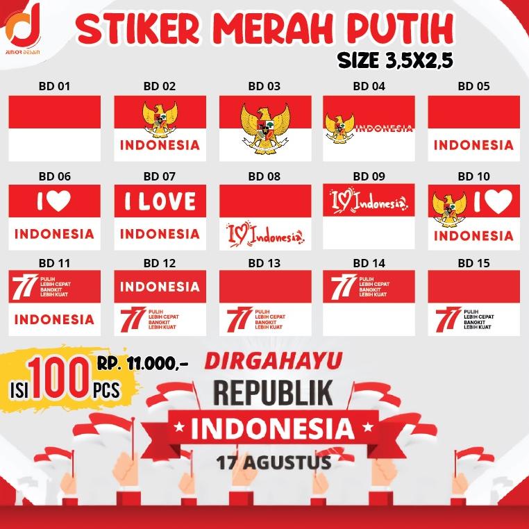 

47 Sticker Pipi Merah Putih ISI 100PCS | Tempelan Pipi Bendera TERMURAH Buruan Beli