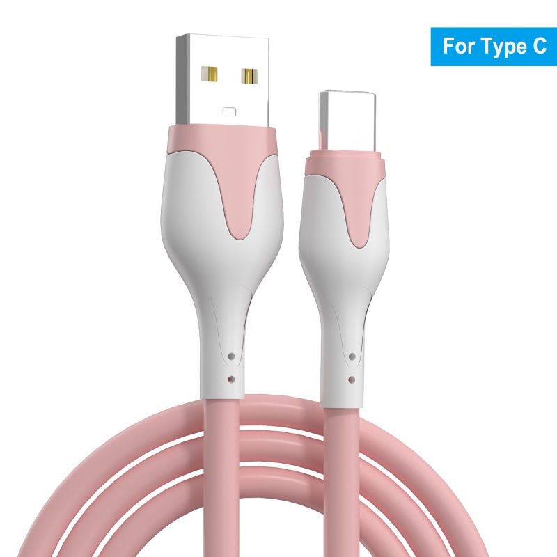 1m/2m 3A Pengisian Cepat Kabel USB Silikon Lembut Tipe C Kabel Untuk Telepon Kabel Data Cord Charger Kabel USB Telepon