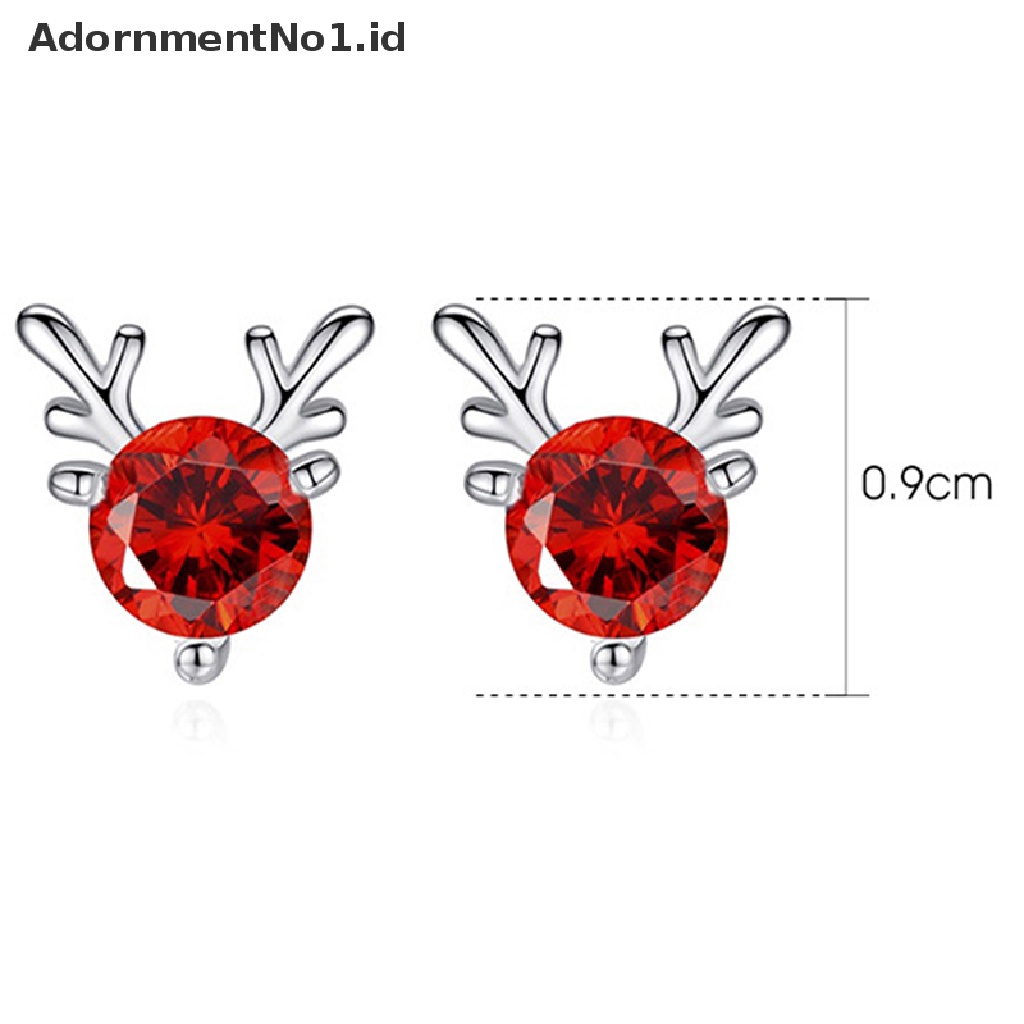 [AdornmentNo1] 1pasang Kartun Hewan Rusa Pejantan Anting Tanduk Kecil Earing Lucu Kristal Mengkilap Natal Earings Animal Earring Xmas Valenes Day Hadiah Perhiasan Pernikahan [ID]