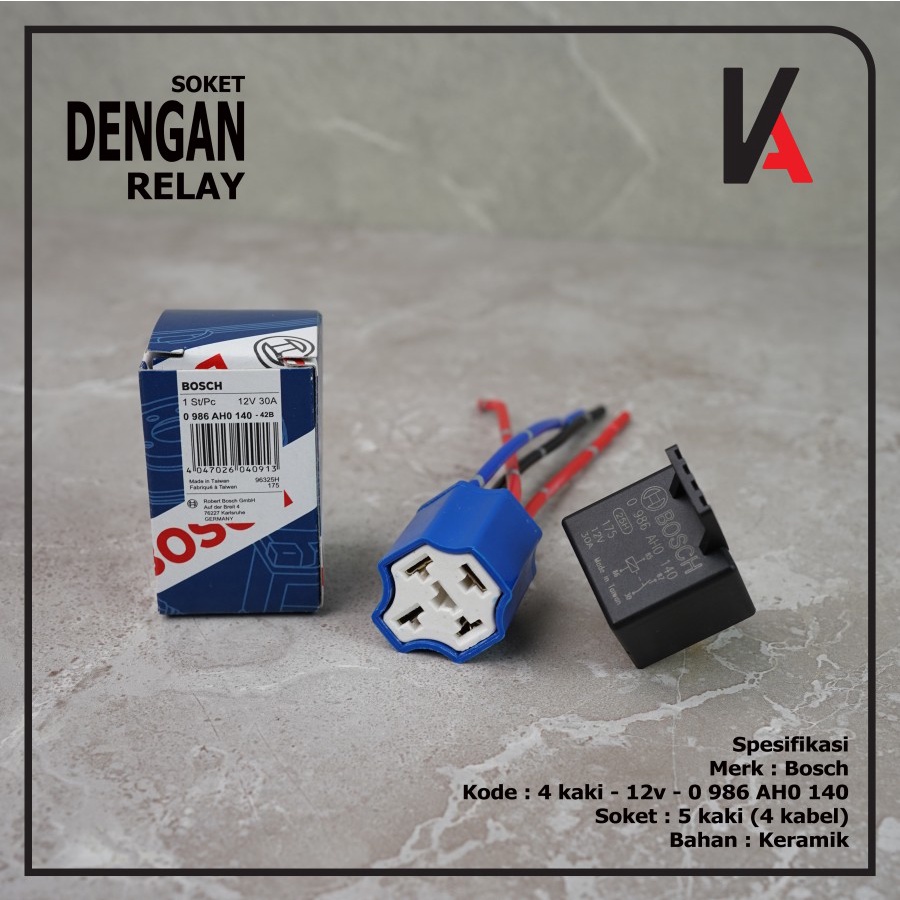 Socket Cable Relay Ceramic / Soket Relay Keramik Relay BOSCH / HELLA 4 Kaki 12v  Untuk Klakson &amp; Lampu Original