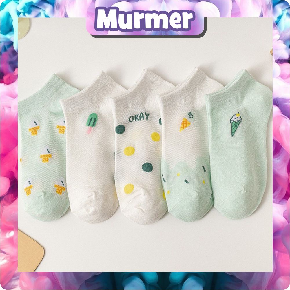 MurmerOfficial Kaos Kaki Wanita Motif Ice Cream Kaoskaki Fashion Korea Women Sock Import KK028