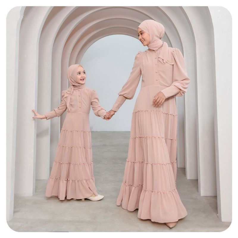 ANGELINA DRESS MOM &amp; KIDS CERUTY PREMIUM/GAMIS COUPLE IBU ANAK BUSUI FREINDLY/SHAFIRA COUPLE DRESS KIDS CERUTY BABYDOLL KEKINIAN/FAR MOSLEMSTORE