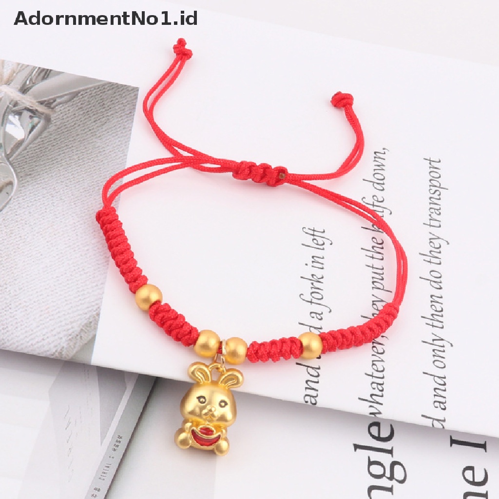 [AdornmentNo1] Liontin Tikus Yang Indah Tali Merah Gelang Keberuntungan Yang Dapat Disesuaikan Untuk Wanita Gadis Hadiah Ulang Tahun Gelang &amp; Gelang [ID]