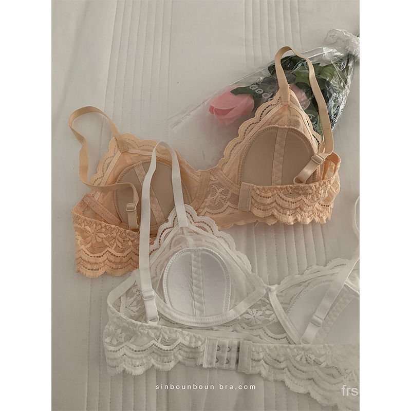 Pakaian Dalam Prancis Wanita Ultra -Thin Steel Ringless Lace Renda Kecantikan Back Girl Menunjukkan