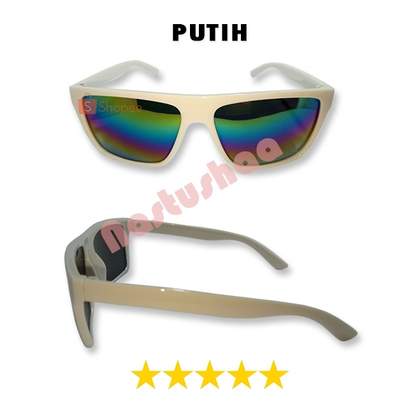 Kacamata Hitam Bingkai Kotak Anak Laki Laki Perempuan Korea Murah Lucu Lensa Rainbow Sunglasses Unisex FREECASE