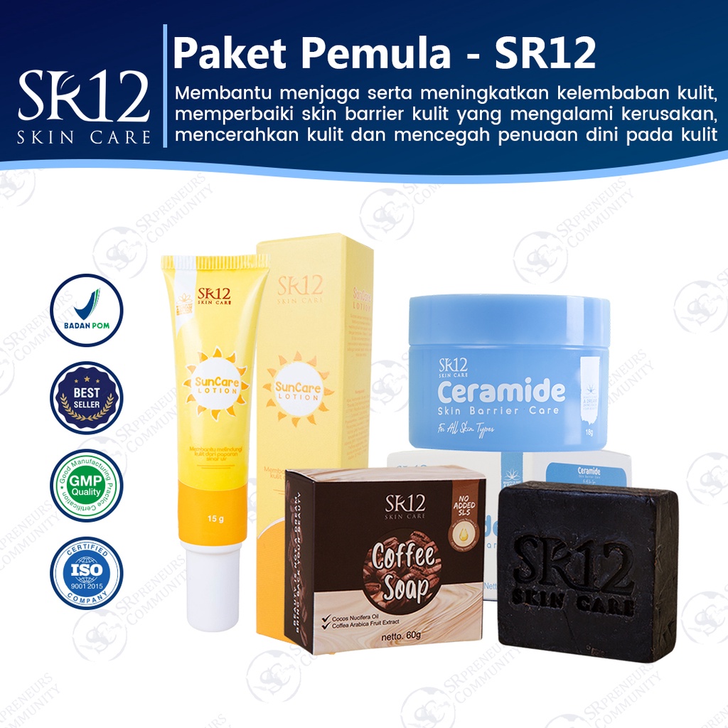 PAKET PEMULA SR12 BEST SELLER..!!! MEMPERBAIKI SKIN BARRIER KULIT / MENGEMBALIKAN KULIT WAJAH CANTIK ALAMI / PAKET SKINCARE SR 12 / PAKET LENGKAP SR12 UNTUK MEMBERSIHKAN KULIT WAJAH, SKIN BARRIER KULIT WAJAH &amp; MELINDUNGI WAJAH DARI PAPARAN SINAR UV