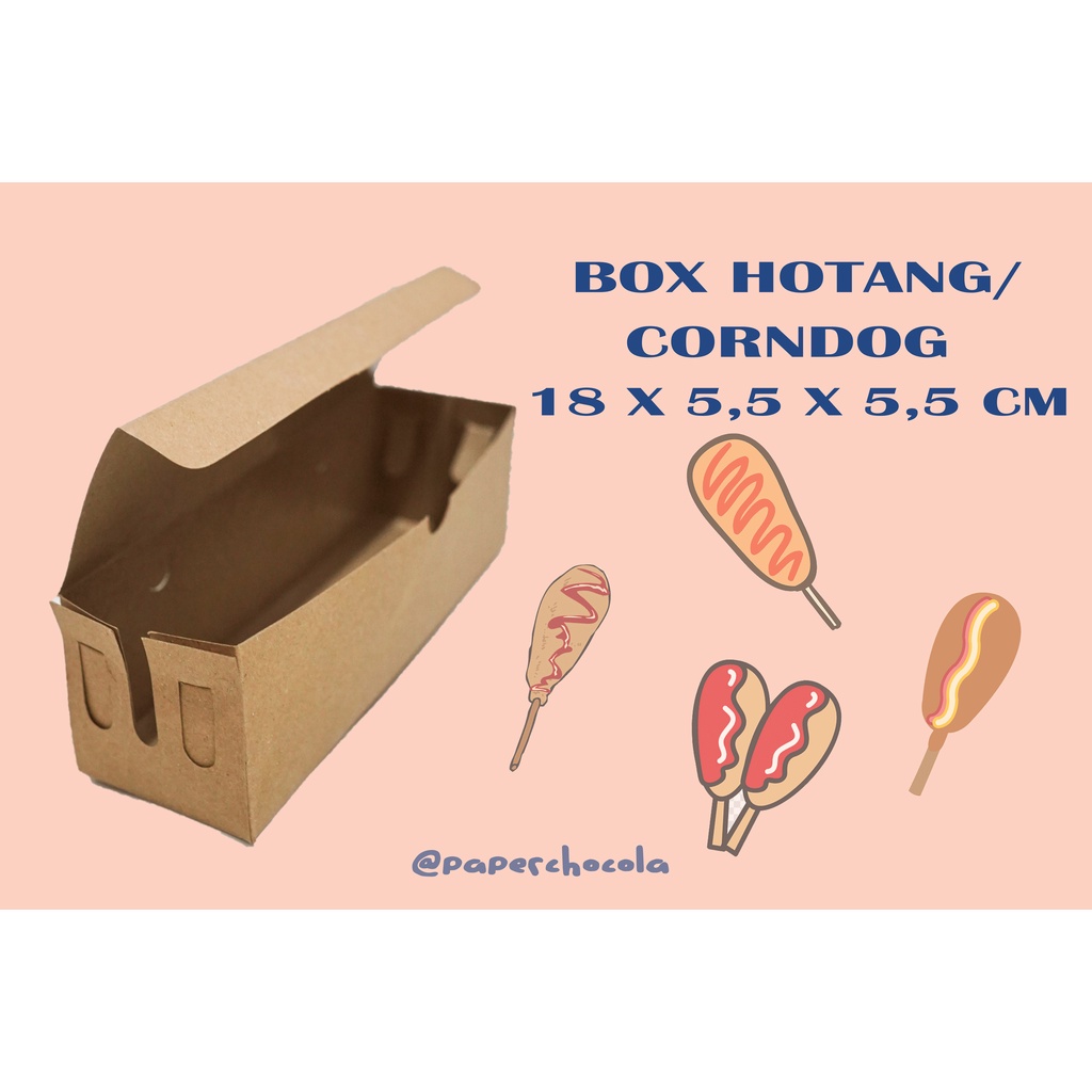 

BOX HOTANG / BOX SOSIS / BOX CORNDOG / BOX SATE KRAFT Ekonomis - LAMINASI PE