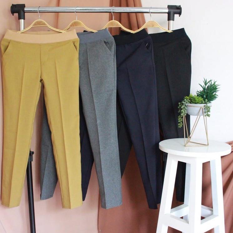 Recomended Celana bahan kerja/kantoran wanita ggang karet dejifa (ukuran S,M,L,XL,XXL,XXXL,4L,5L)
