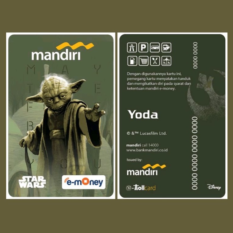 Mandiri eMONEY Star Wars Classic - YODA ORI /Like eTOLL Tapcash Flazz or Brizzi