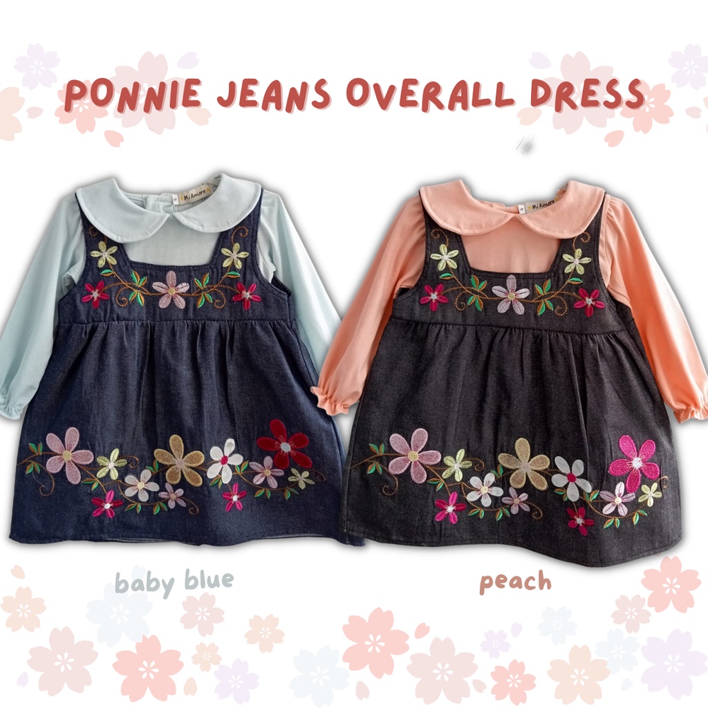 Dress lengan panjang dress anak perempuan jeans overall PONNIE dress balita baby