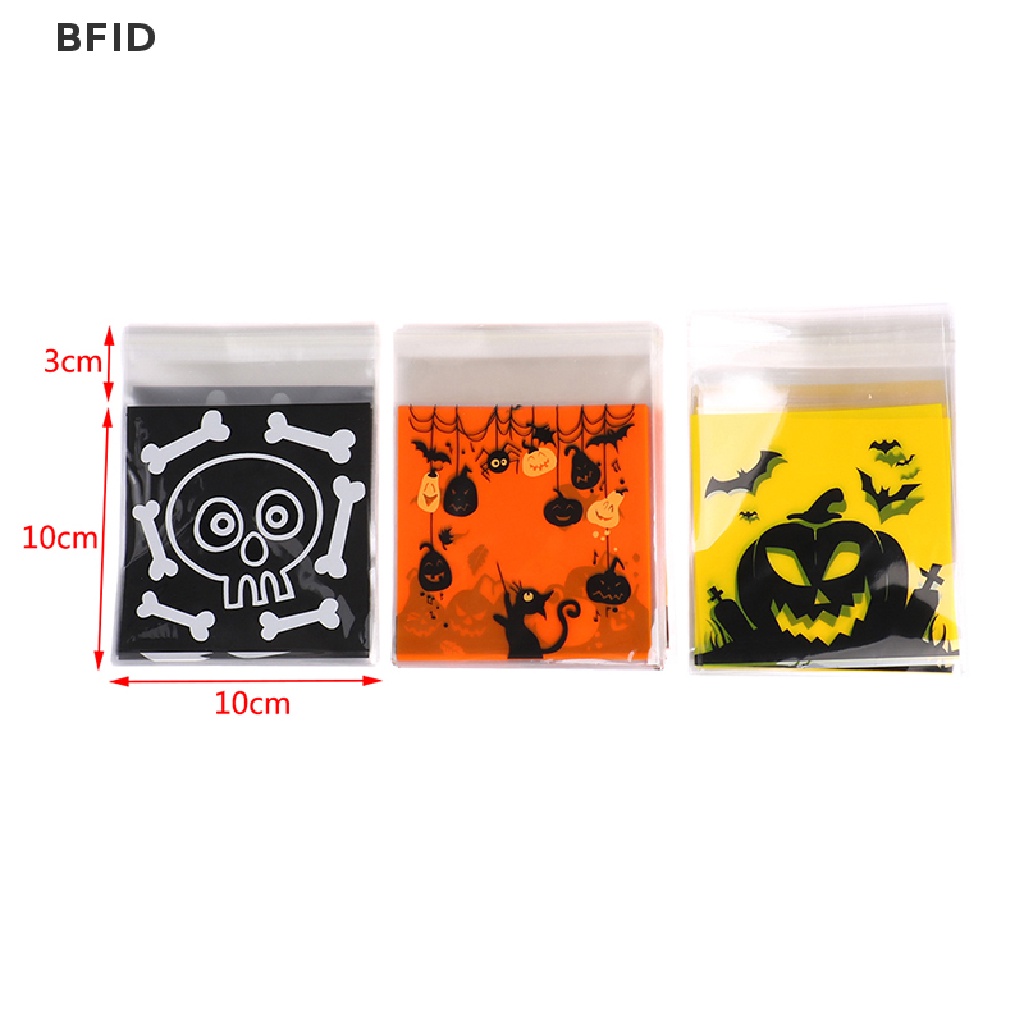 [BFID] 100pcs Halloween Candy Bag Gift Cookie Bags Biskuit Snack Kemasan Plastik [ID]