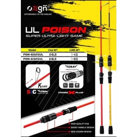 joran UL ultra light oxgn poison 602(180cm) dan 632(189cm) 2-6lb