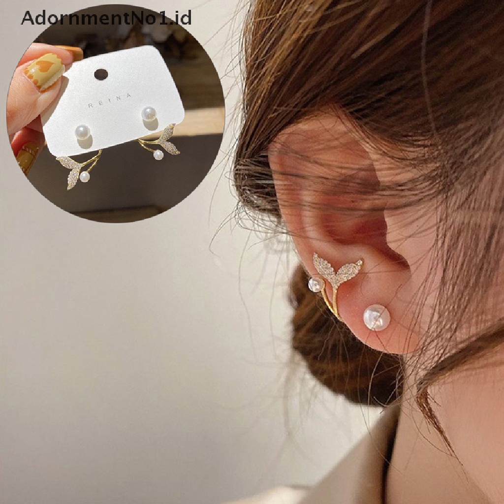 [AdornmentNo1] New Arrival Stud Earrings Fashion Ikan Ekor Logam Wanita Klasik Musim Semi Musim Panas Bunga Mutiara Lucu Elegan Perempuan Perhiasan Trendi [ID]