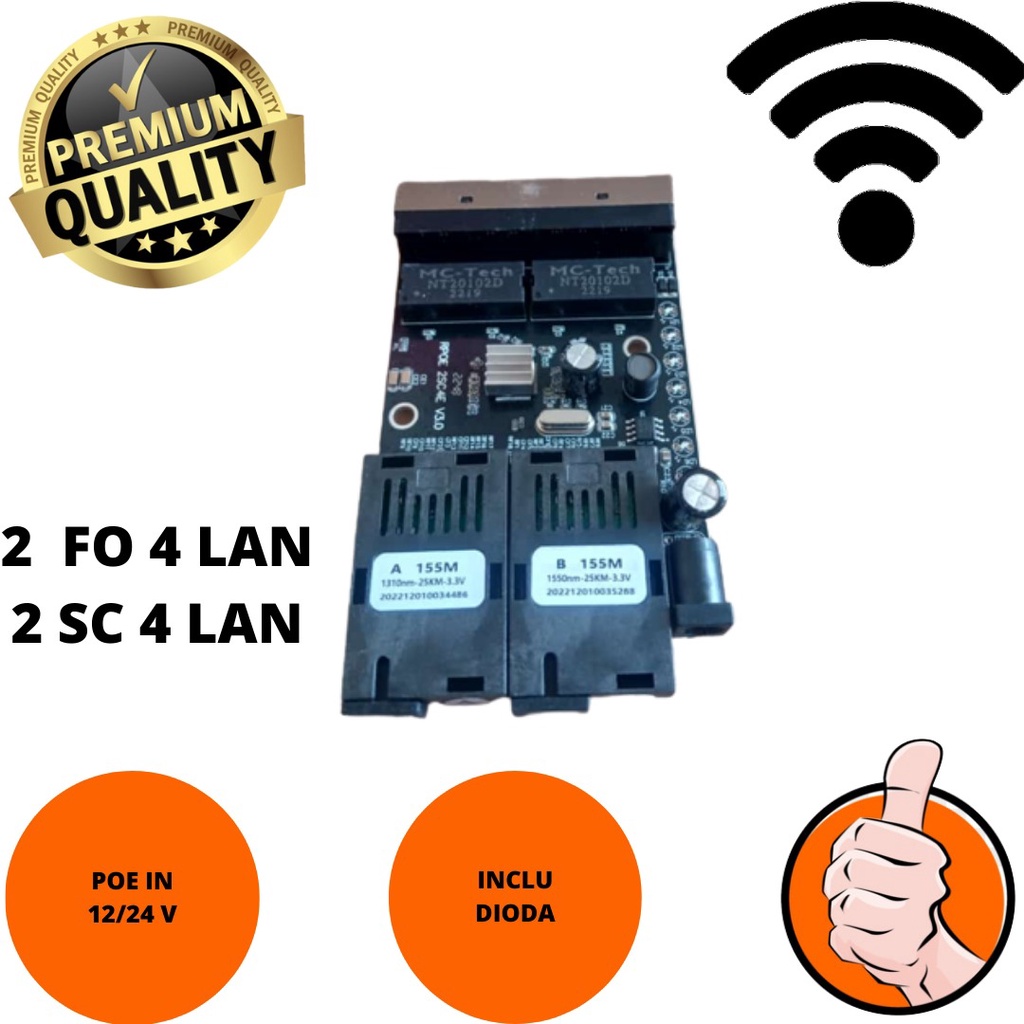 KONVERTER 2 FO 4 LAN PCB CONVERTER 2 SC 4 LAN