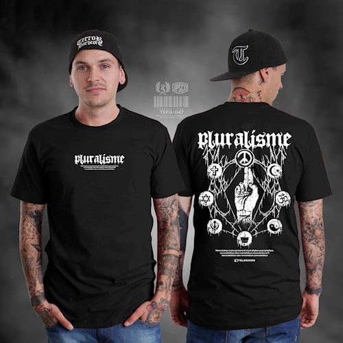KAOS PLURALISME BAJU PLURALISME PAKAIAN PRIA SATANIC KAOS SIMBOL AGAMA