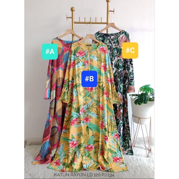 GAMIS RAYON MOTIF LD 120 / FASHION WANITA / SYTLE KEKINIAN / DRESS WANITA / DRESS MURAH