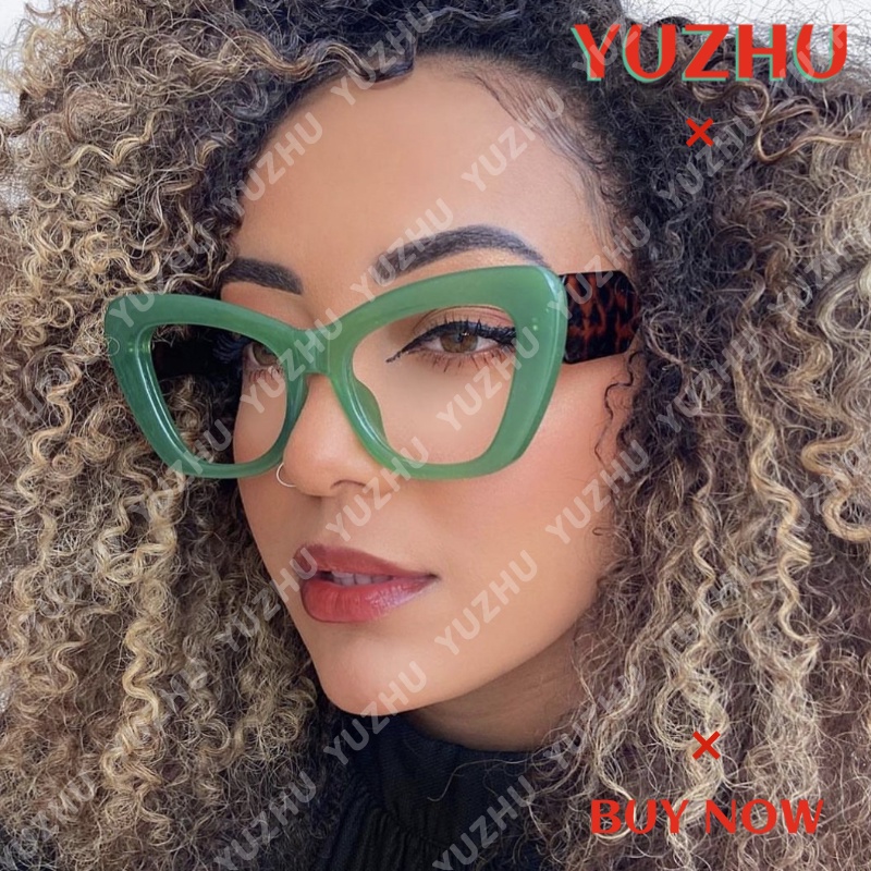 (YUZHU) Desain Mode Baru Cat Eye Color-blocking Eyeglasses Western Fashion Anti Blue Light Eyeglasses Colorful Sunshade Sunglasses