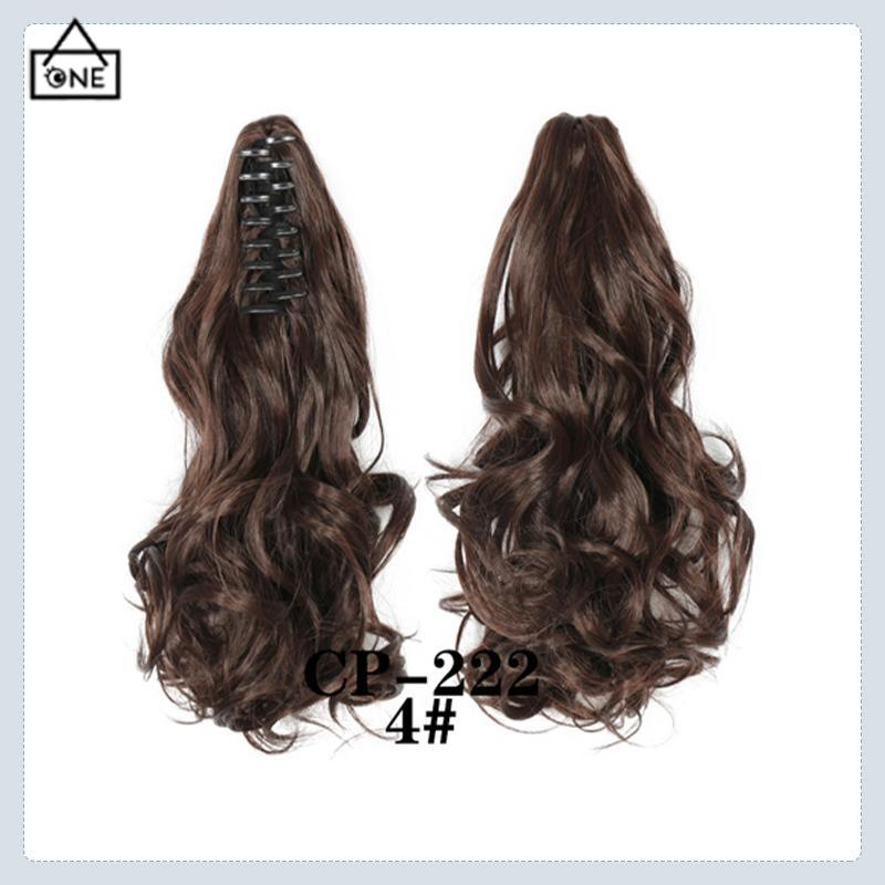 COD❤️Ikat Rambut Palsu Gelomban Wig Rambut Gelombang Cakar Klip Rambut Pendek Kuncir Kuda Poni Keriting 8 Gigi Klip Wig Wanita-A.one