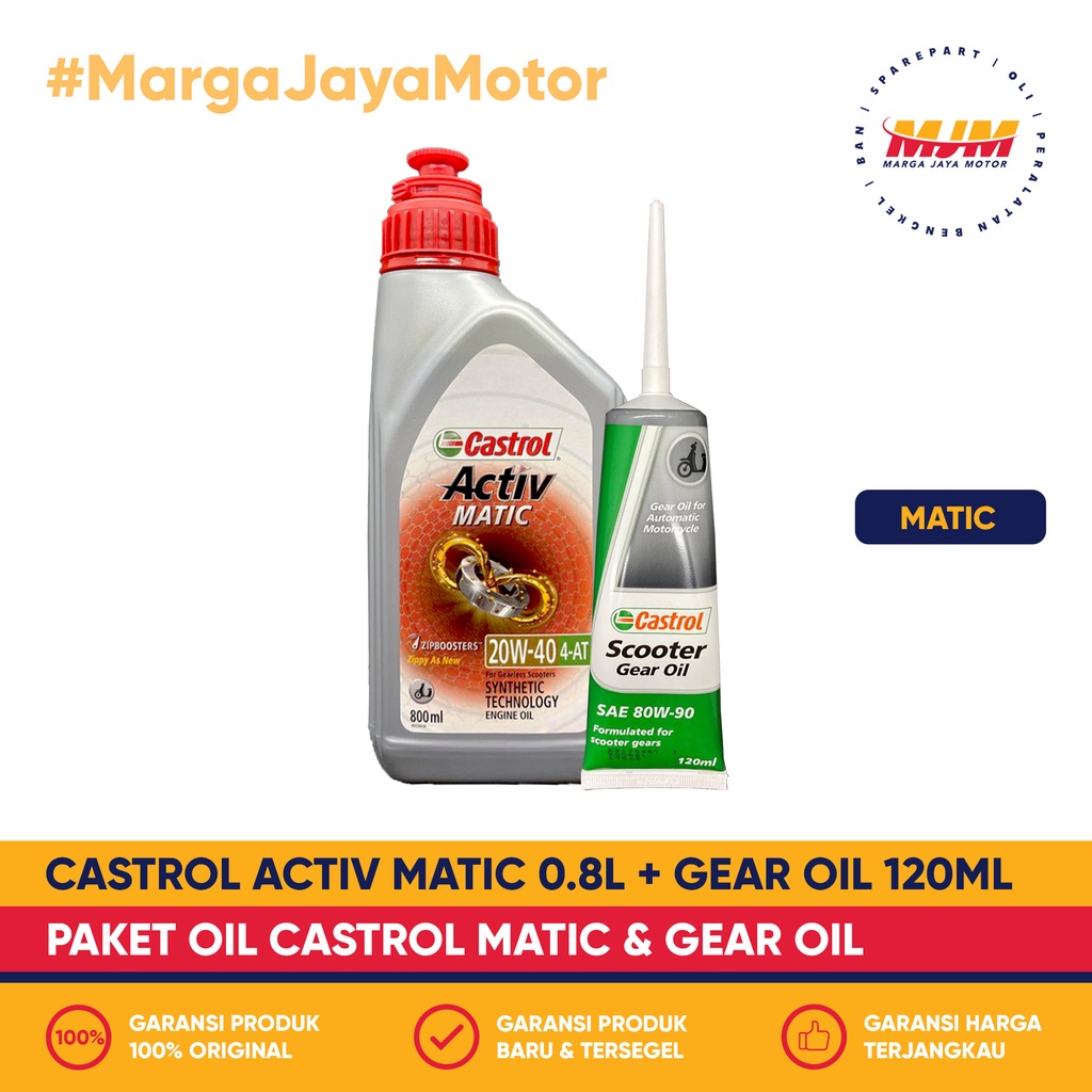 Paket Oli Castrol Activ Matic 20W/40 0.8L + Castrol Gear Oil 120ml