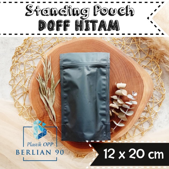 

Terlaris ✨ - Standing Pouch Hitam Doff 12x20 Cm Plastik Kemasan Kopi isi 50 PCS 2.1.23