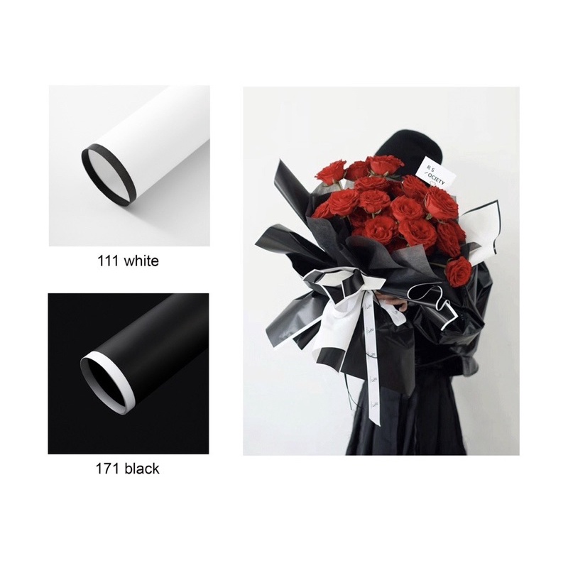 

[5lembar] KERTAS FLOWER WRAPPING CELLOPHANE ECER KERTAS BUKET BUNGA HAND BOUQUET Monochrome
