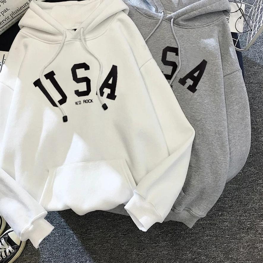 Terbaru | KG7|HARVIONAL SWEATER HOODIE JEMPER USA REDROCK matt FLEECE Premium WANITA PRIA