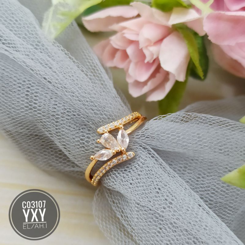 Cincin yaxiya permata zircon gold C03107