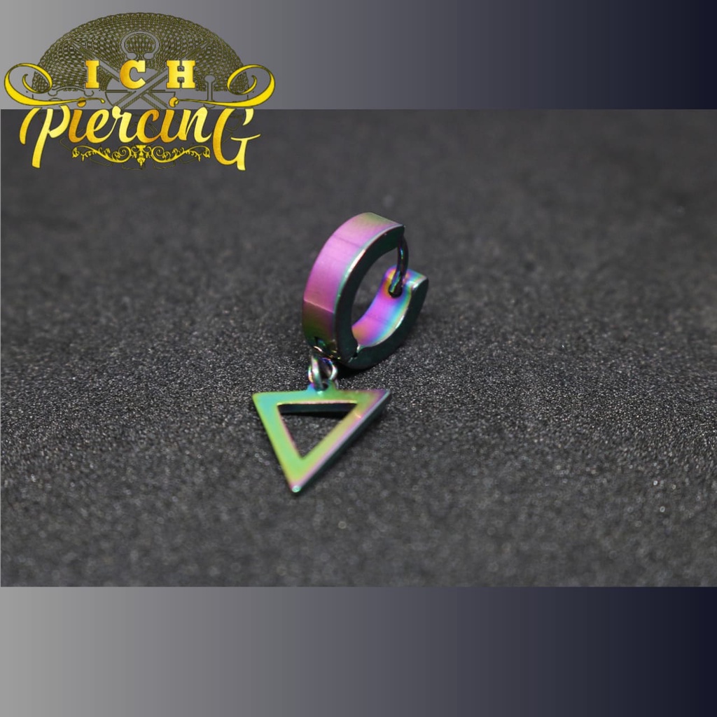 Anting Tindik Pria Wanita Model Segitiga Terbalik 3 Variasi warna/ Anting segitiga/ Anting/ Earrings cross/ Anting kpop