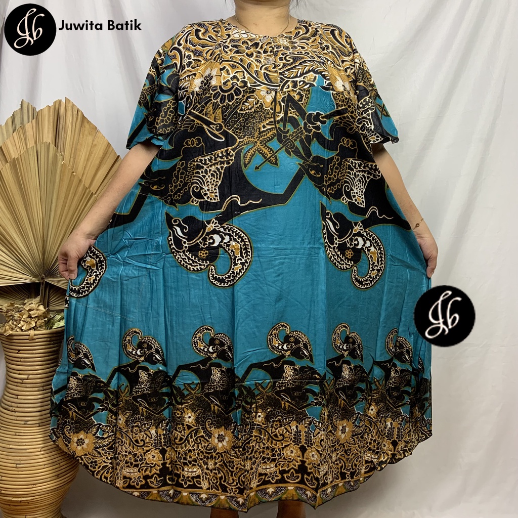 Juwita Batik - Daster Payung Jumbo LD 130 3XL Model Busui Kancing Dada Motif Wayang Seri Warna Busui Friendly Murah Meriah