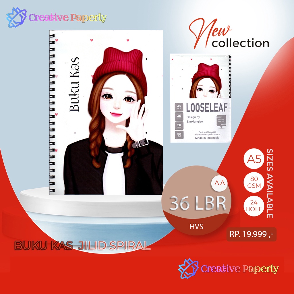 

Bookpaper Loose Leaf BUKU KAS JILID SPIRAL Kertas Binder/ Isi Notes - (A5) 36 lbr