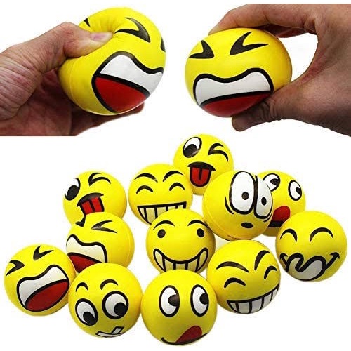 mainan vinyl bola emoticon smile 6 pcs set mainan bayi pencet encit emo6 emoji vynil toys bunyi