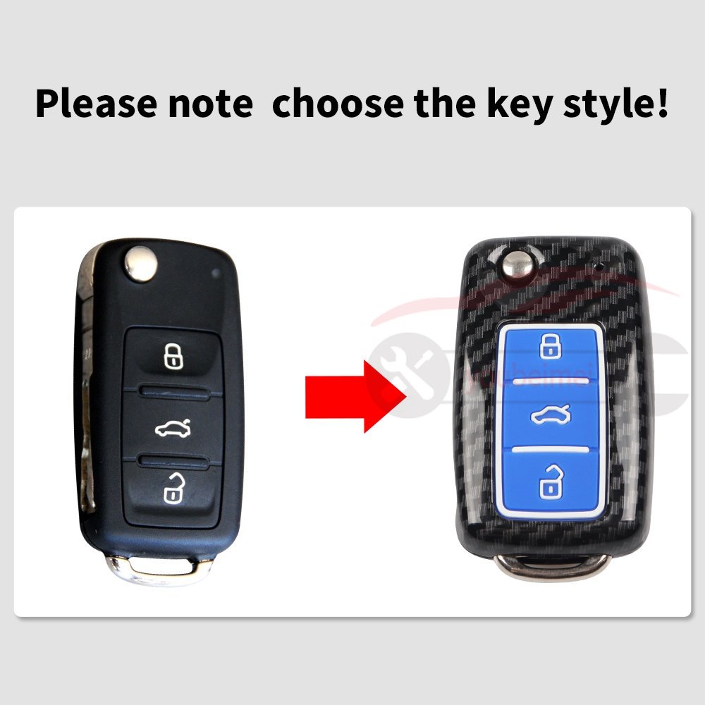 1pc Remote Fob Holder Case Shell Silikon Serat Karbon Cover Kunci Mobil Case Untuk Volkswagen VW Golf Bora Jetta POLO Passat B5 B6 Tiguan Kumbang LAVIDA Skoda Octavia A5 Fabia Kursi Ibiza