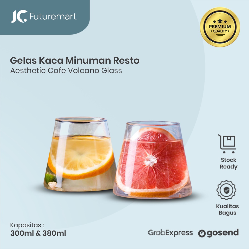 GELAS KACA MINUMAN RESTO CAFE DRINK GLASS AESTHETIC VOLCANO - GV002