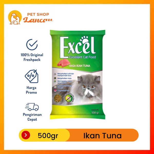 Makanan Kucing Excel Rasa Tuna 500 Gram - Donut